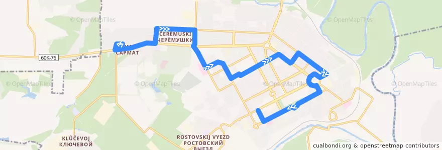 Mapa del recorrido Автобус №50А Автовокзал - Азовский рынок de la línea  en Novocherkassk.