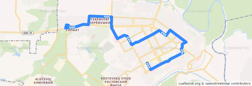 Mapa del recorrido Автобус №50А Азовский рынок - Автовокзал de la línea  en Novocherkassk.