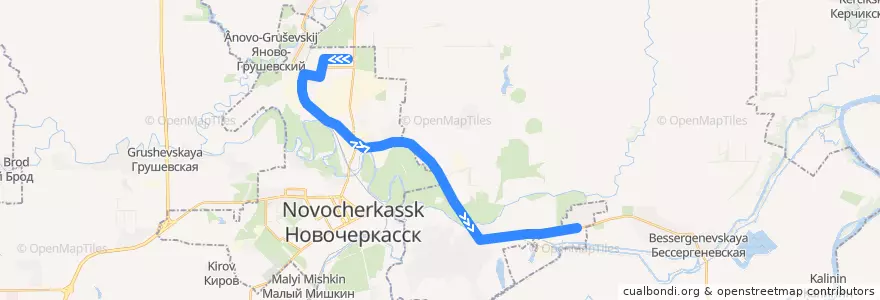 Mapa del recorrido Автобус №55 Ул. Котовского - Посёлок Донской de la línea  en Oblast de Rostov.