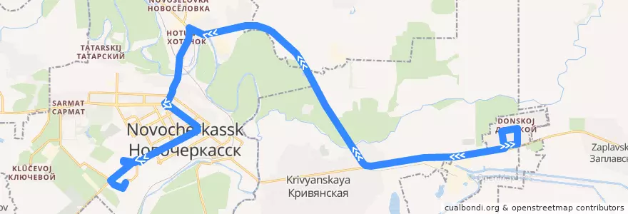Mapa del recorrido Автобус №53 Посёлок Донской - Школа №12 - Ул. Украинская de la línea  en Oblast Rostow.
