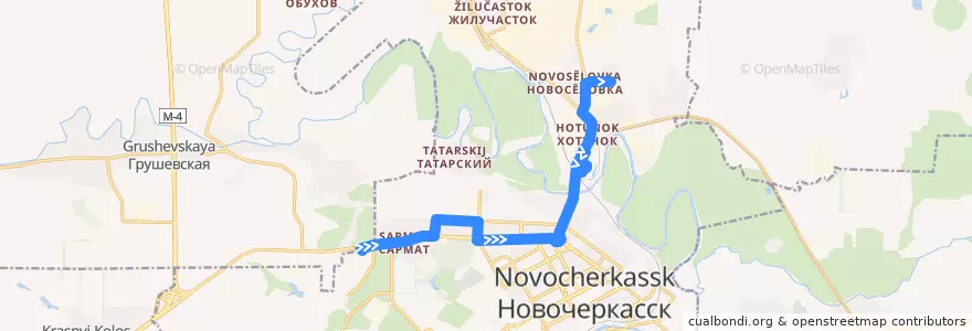 Mapa del recorrido Автобус №39 Терапевтический корпус - ТЦ Лента - Микрорайон Восточный de la línea  en городской округ Новочеркасск.