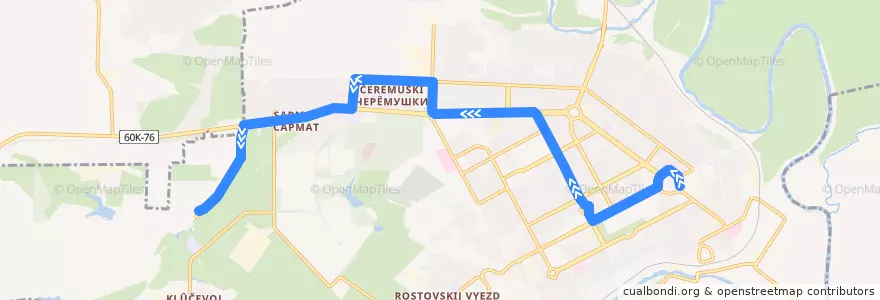 Mapa del recorrido Автобус №22 ТЦ Арбат - ул. Ветеринарная de la línea  en Novocherkassk.