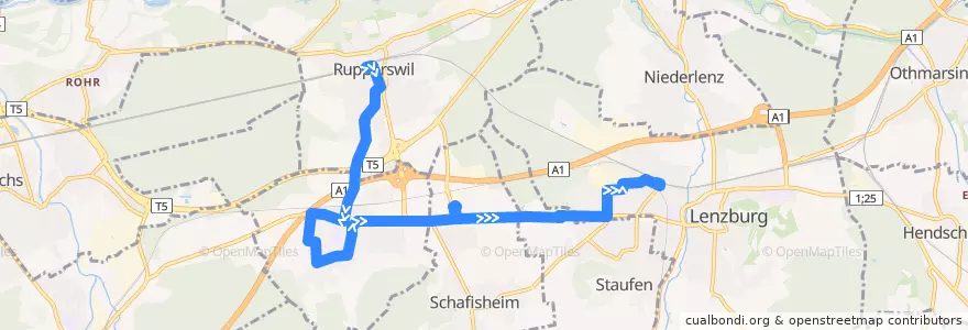 Mapa del recorrido Bus 394: Rupperswil => Lenzburg de la línea  en Bezirk Lenzburg.