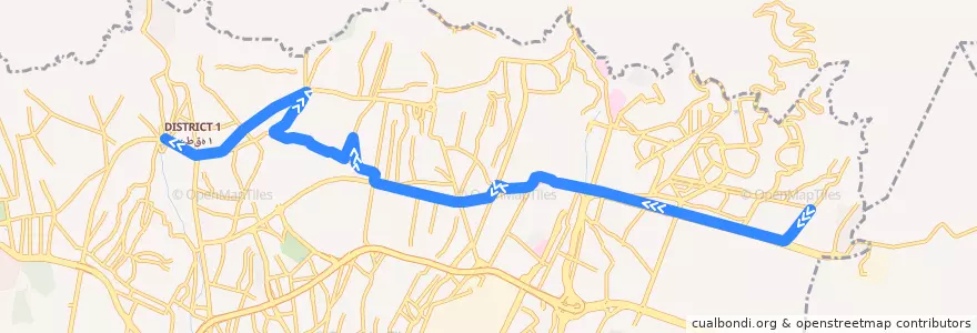 Mapa del recorrido (۲۹۸) شهرک قائم - پایانه تجریش de la línea  en Teherán.