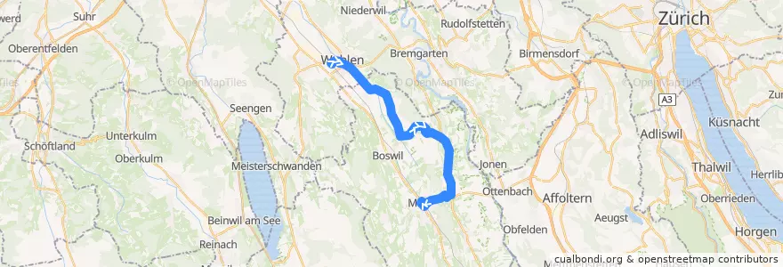 Mapa del recorrido Bus 341: Wohlen AG => Muri AG de la línea  en Bezirk Muri.