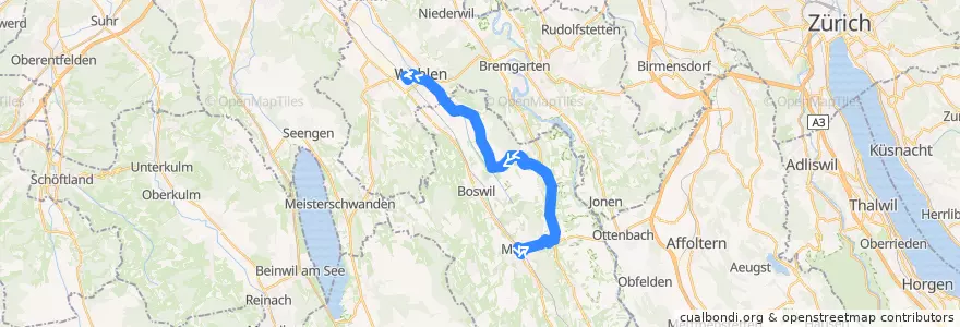 Mapa del recorrido Bus 341: Muri AG => Wohlen AG de la línea  en Bezirk Muri.