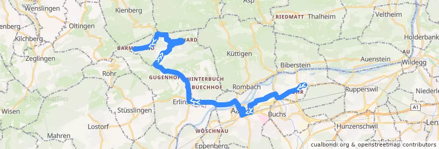 Mapa del recorrido Bus 2: Rohr AG => Barmelweid de la línea  en Bezirk Aarau.
