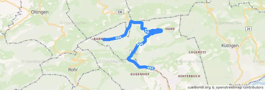 Mapa del recorrido Bus 2: Erlinsbach => Barmelweid de la línea  en Erlinsbach (AG).