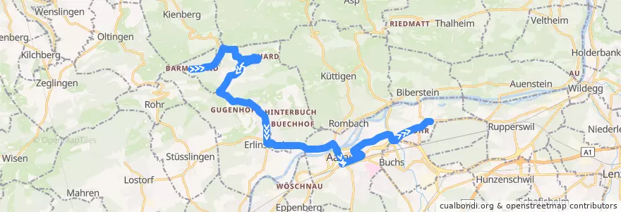Mapa del recorrido Bus 2: Barmelweid => Rohr AG de la línea  en Bezirk Aarau.