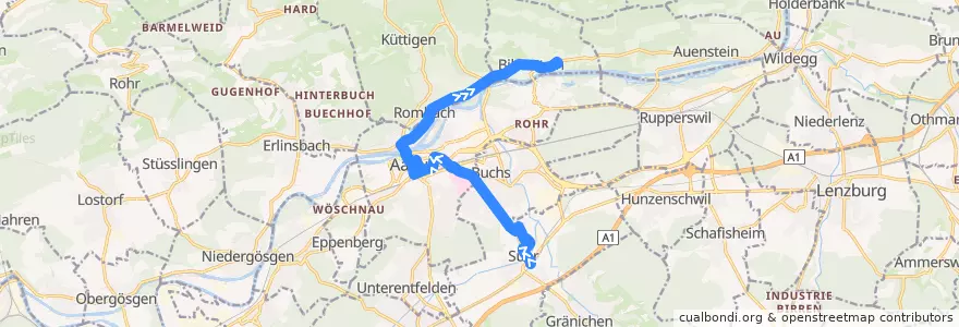 Mapa del recorrido Bus 4: Suhr => Biberstein de la línea  en Bezirk Aarau.
