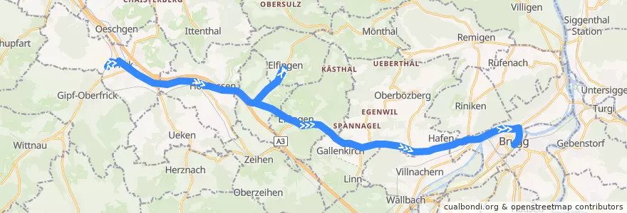 Mapa del recorrido Bus 137: Frick => Elfingen => Brugg AG de la línea  en Aargau.