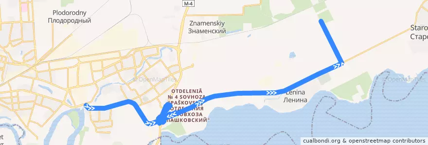 Mapa del recorrido Автобус №102А: Краснодарская ТЭЦ => НСТ "Дружба" de la línea  en городской округ Краснодар.