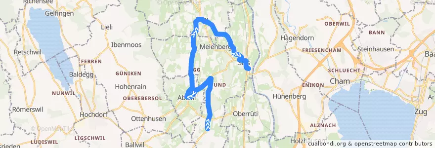Mapa del recorrido Bus 347: Fenkirchen => Aettenschwil => Sins de la línea  en Bezirk Muri.