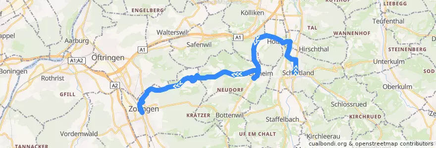 Mapa del recorrido Bus 13: Schöftland => Zofingen de la línea  en Аргау.