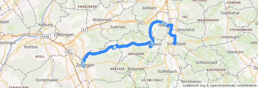Mapa del recorrido Bus 13: Zofingen => Schöftland de la línea  en Аргау.