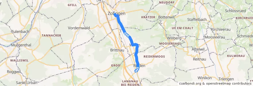 Mapa del recorrido Bus 9: Reiden => Zofingen de la línea  en Svizzera.