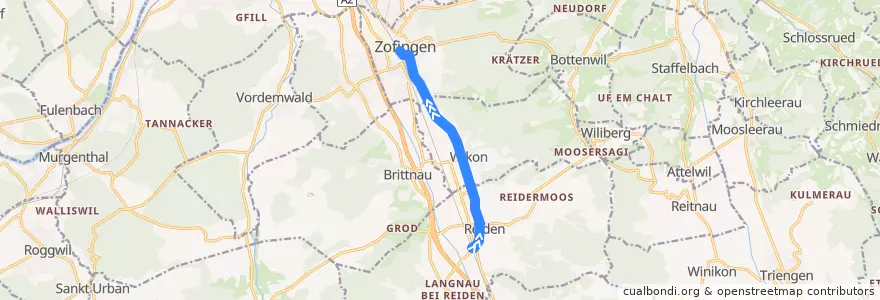 Mapa del recorrido Bus 8: Reiden => Zofingen de la línea  en Швейцария.