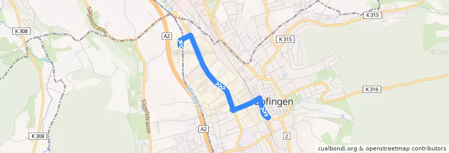 Mapa del recorrido Bus 3: Zofingen, Industrie Brühl => Bahnhof de la línea  en Bezirk Zofingen.