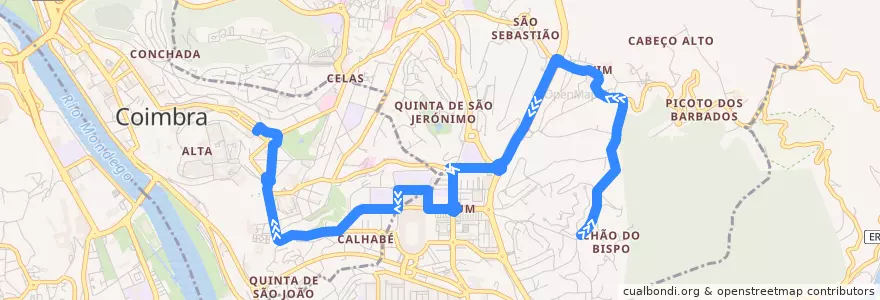 Mapa del recorrido 26: Chão do Bispo => Praça da República de la línea  en Coimbra.