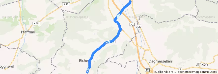 Mapa del recorrido Bus 9: Richenthal => Reiden de la línea  en Reiden.