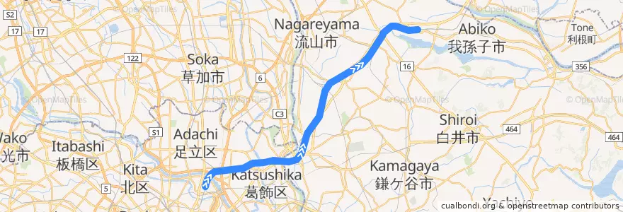 Mapa del recorrido 常磐緩行線 de la línea  en 일본.