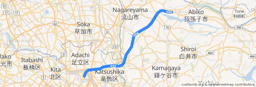 Mapa del recorrido JR常磐緩行線 de la línea  en Japon.