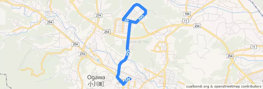 Mapa del recorrido 小03 小川町駅～みどりが丘循環 de la línea  en 小川町.