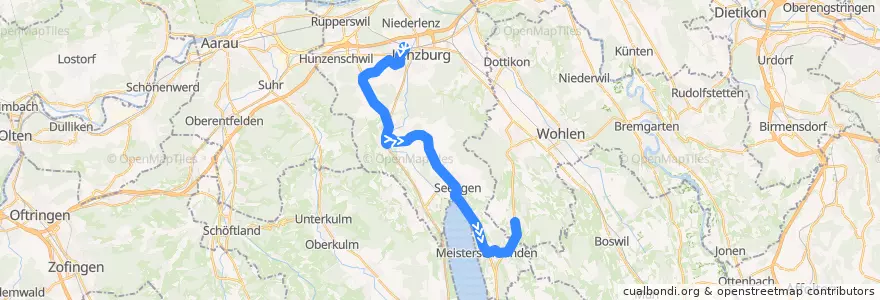 Mapa del recorrido Bus N90: Lenzburg => Sarmenstorf de la línea  en Bezirk Lenzburg.
