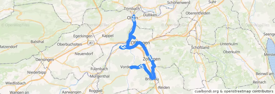 Mapa del recorrido Bus N60: Olten => Vordemwald de la línea  en Bezirk Zofingen.