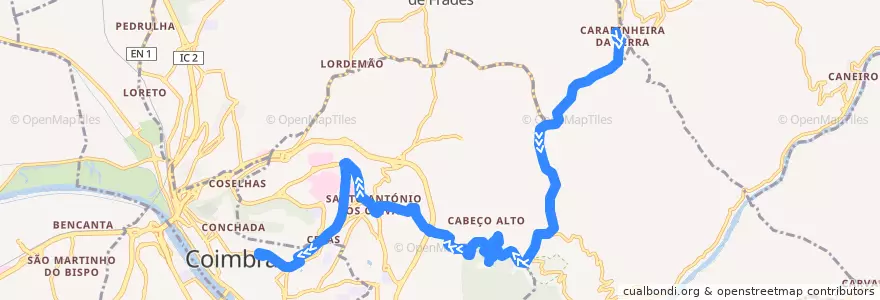 Mapa del recorrido 16: Carapinheira da Serra => Manutenção de la línea  en Coïmbre.