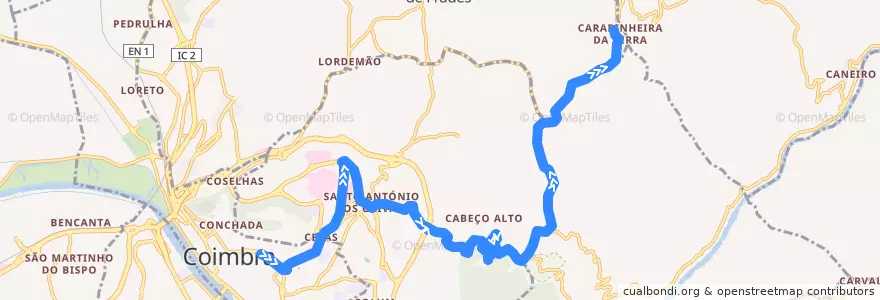 Mapa del recorrido 16: Manutenção => Carapinheira da Serra de la línea  en Coimbra.