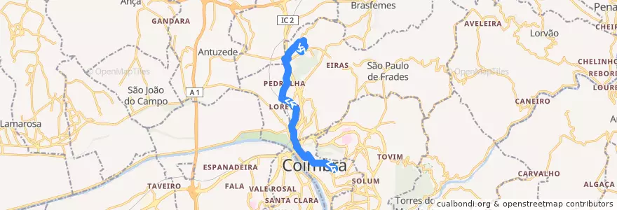 Mapa del recorrido 25T: Praça da República => Santa Apolónia de la línea  en Coimbra.