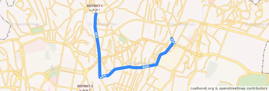 Mapa del recorrido (۲۲۵) پایانه شهید دستواره - میدان قدس de la línea  en تهران.