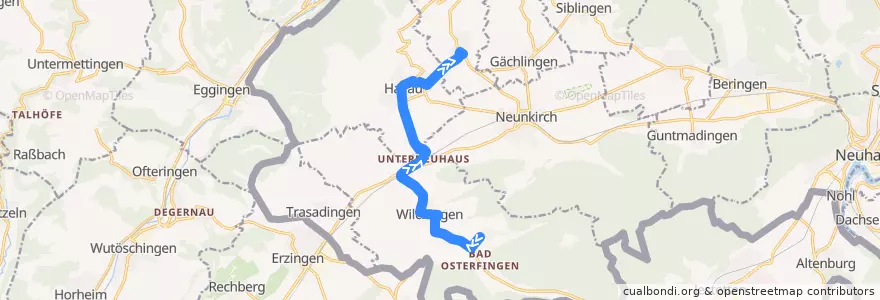 Mapa del recorrido Bus 27: Osterfingen => Oberhallau de la línea  en Bezirk Unterklettgau.
