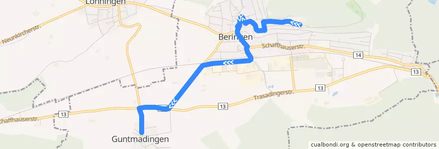 Mapa del recorrido Bus 28: Beringen => Guntmadingen de la línea  en Beringen.