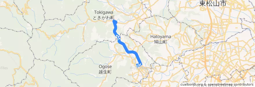Mapa del recorrido ときがわ町路線バス　越生駅～せせらぎバスセンター de la línea  en 埼玉県.