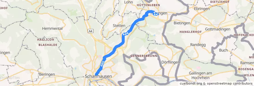 Mapa del recorrido Bus N76: Thayngen => Schaffhausen de la línea  en Escafusa.