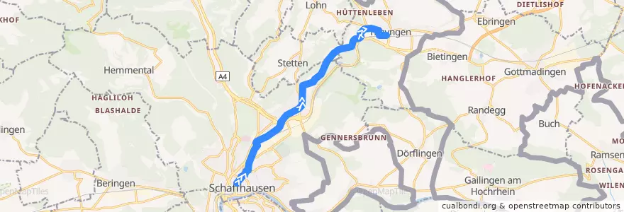 Mapa del recorrido Bus N76: Schaffhausen => Thayngen de la línea  en Schaffhausen.