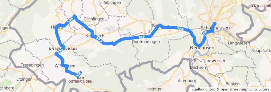 Mapa del recorrido Bus N77: Osterfingen => Schaffhausen de la línea  en Schaffhausen.