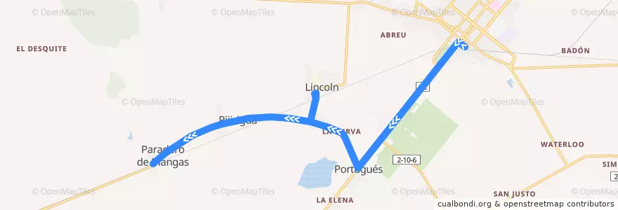 Mapa del recorrido Ruta 453 Artemisa - Mangas-Lincoln- de la línea  en Artemisa.