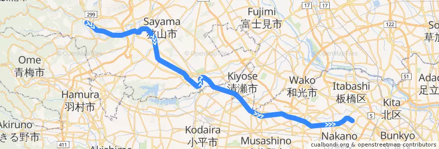 Mapa del recorrido 西武有楽町・池袋線 de la línea  en Japão.