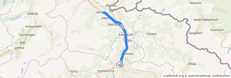 Mapa del recorrido S12: Chur => Sargans de la línea  en سوئیس.