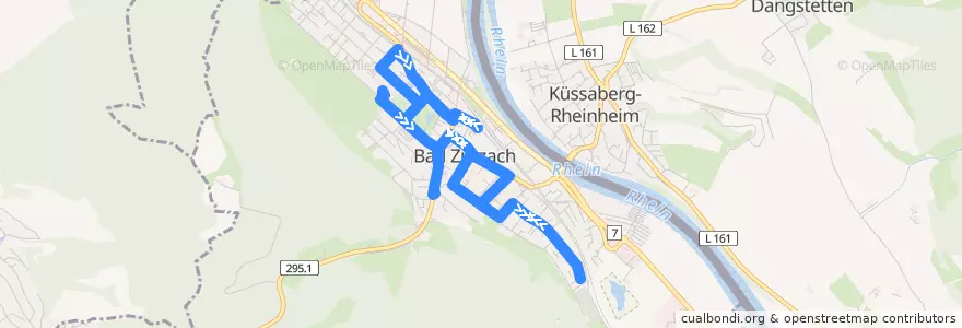 Mapa del recorrido Bus ZB4: Bad Zurzach, Bahnhof => Friedhof => Bahnhof de la línea  en Bad Zurzach.