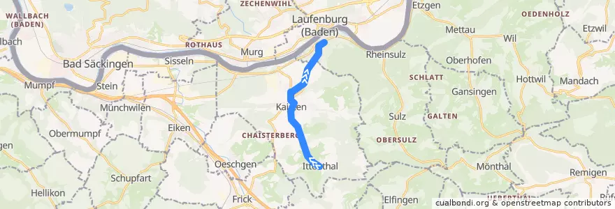 Mapa del recorrido Bus 144: Ittenthal => Laufenburg de la línea  en Bezirk Laufenburg.