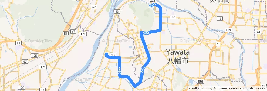 Mapa del recorrido くずは線 de la línea  en Japão.