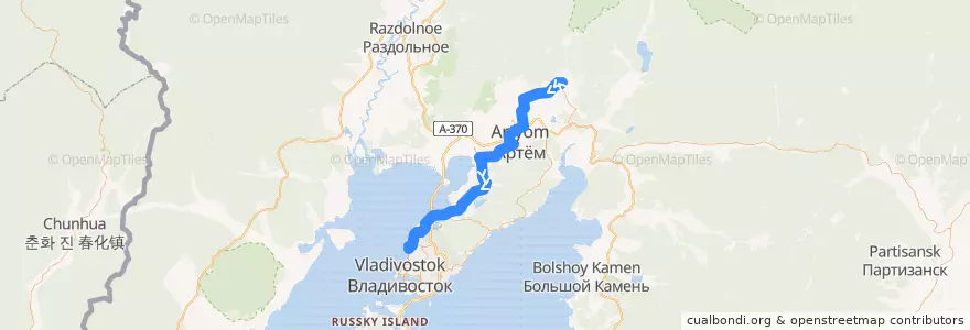 Mapa del recorrido Автобус 224: Заводской - Автовокзал de la línea  en Приморский край.