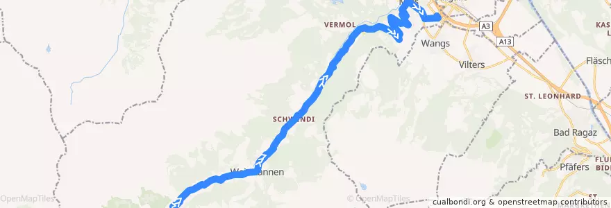 Mapa del recorrido Bus 432: Weisstannen => Mels de la línea  en Mels.