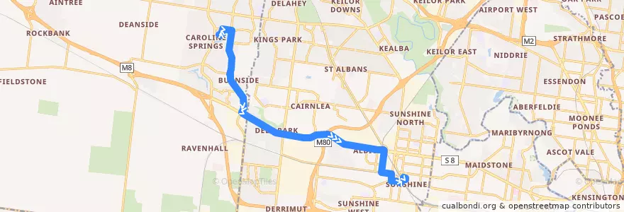 Mapa del recorrido Bus 426: Caroline Springs => Sunshine Station de la línea  en ビクトリア.