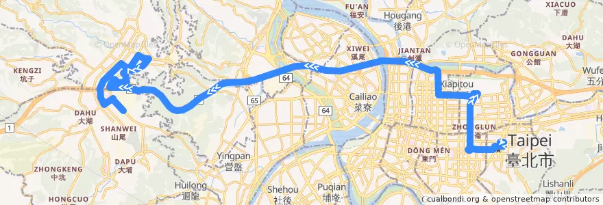 Mapa del recorrido 新北市 967 林口酒廠—台北市政府(返程) de la línea  en تايبيه الجديدة.