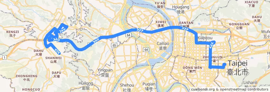 Mapa del recorrido 新北市 967 林口酒廠—台北市政府(往程) de la línea  en Новый Тайбэй.